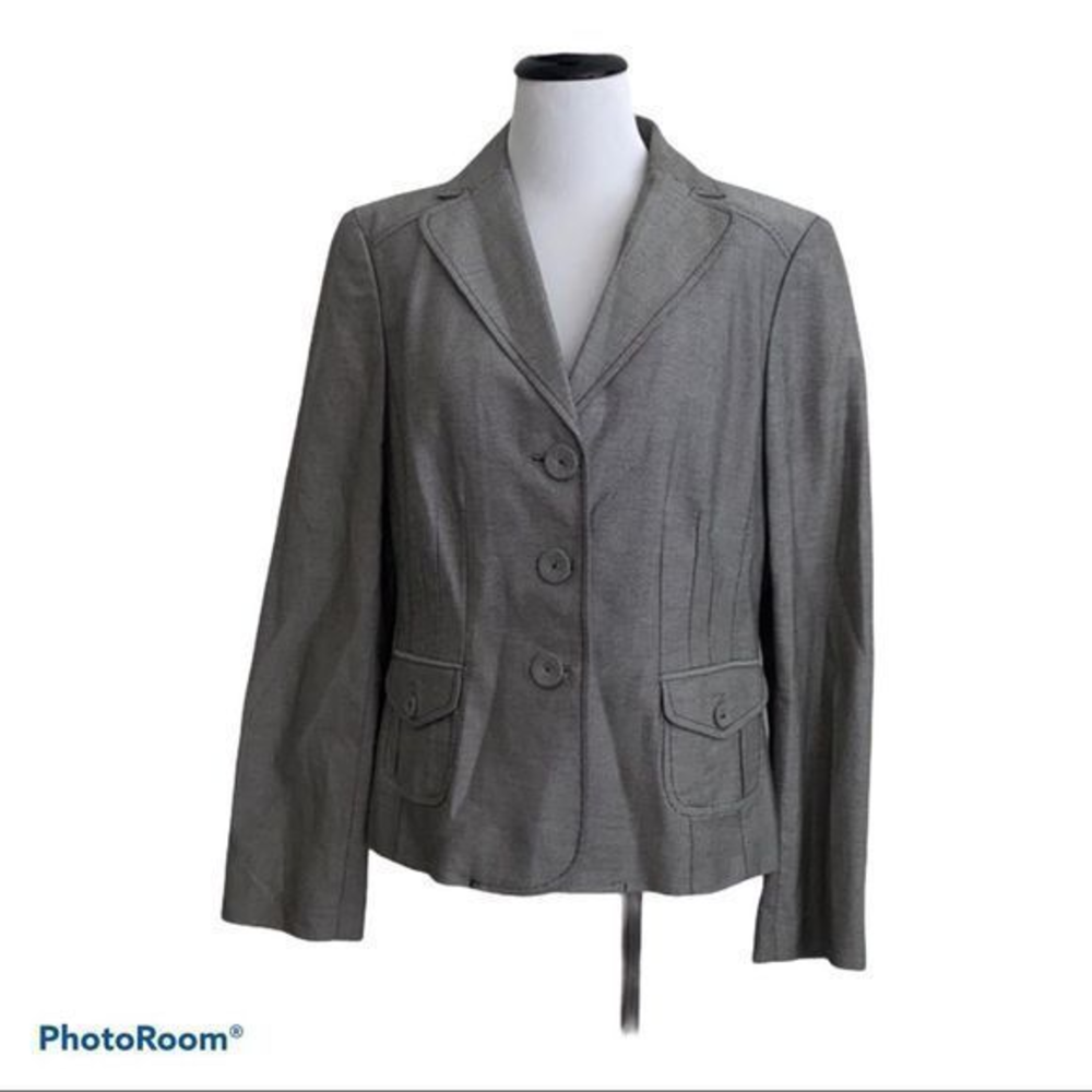 Ann Taylor women’s black and white micro check blazer size 10
